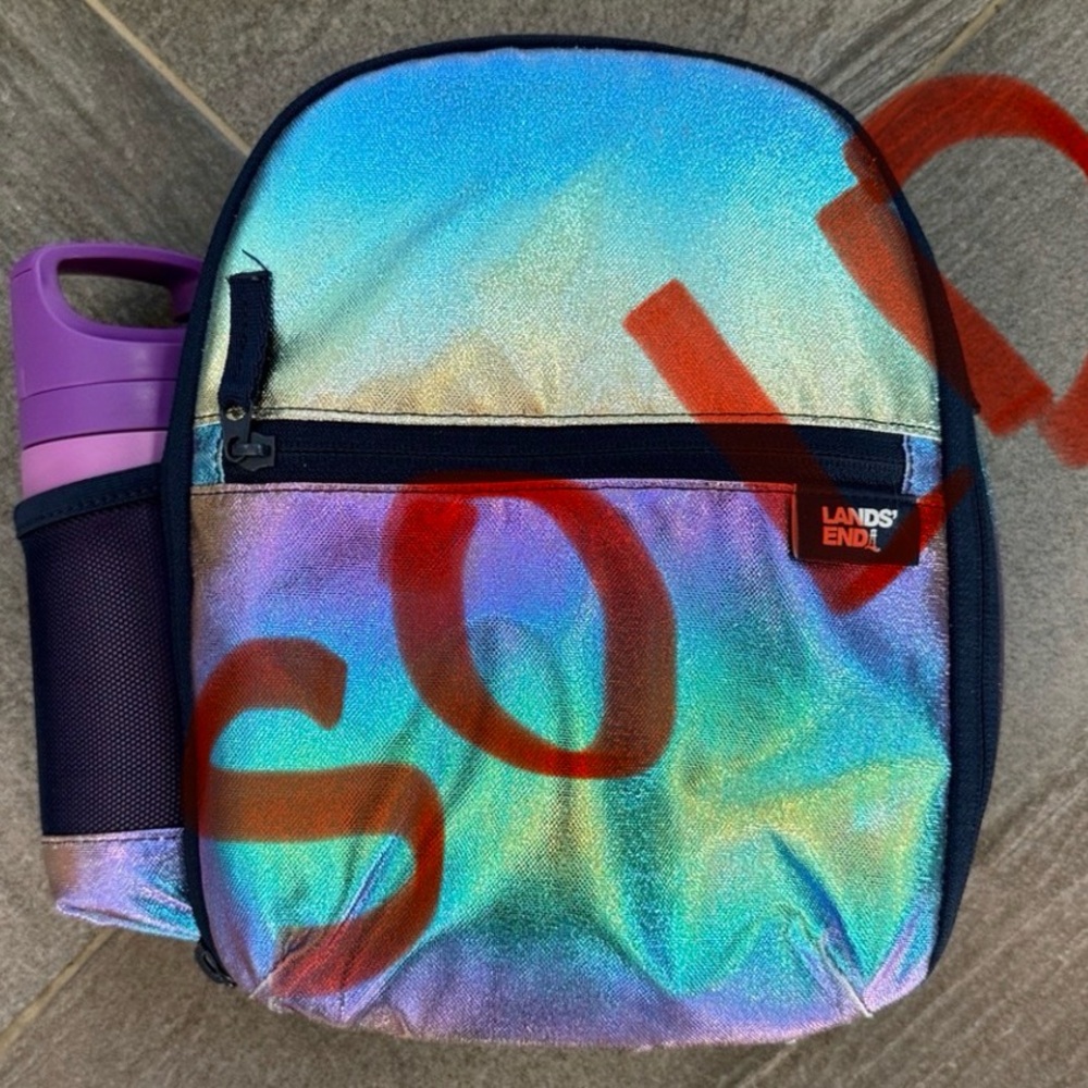 *SOLD Lands' End Iridescent Lunch Bag with drink bottle and bento box.  *NWOT